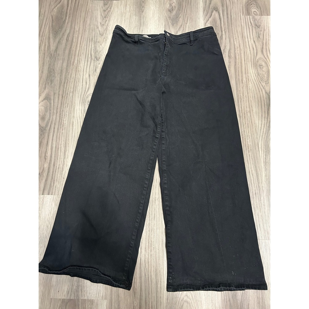 Universal Thread‎ Womens Wide Leg Ankle Jeans Black High Rise Size 16 Cropped
